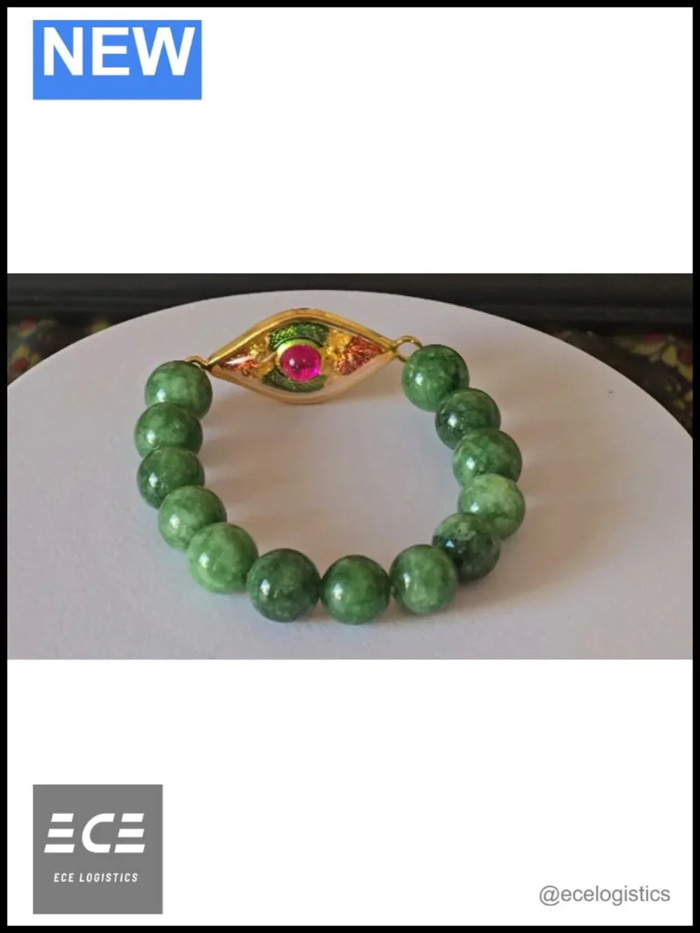 Natural Burmese Jade Beads Bracelet with Thai-Style Lucky Amulet Pendant